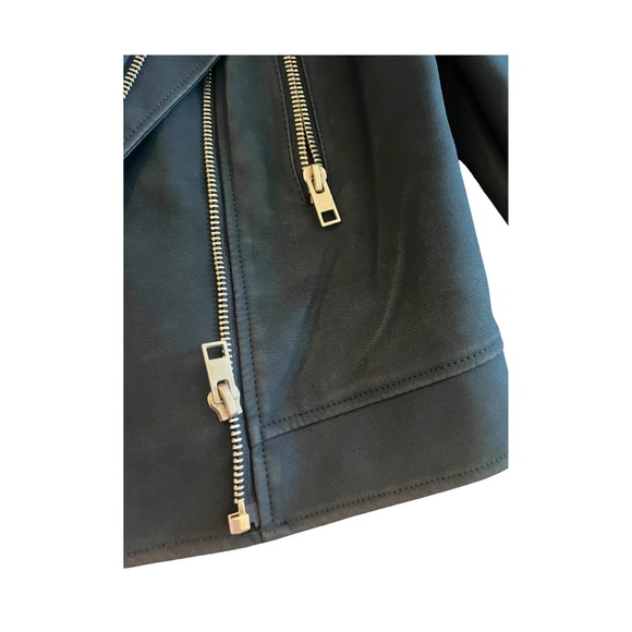 Forever 21 Navy Faux Suede Biker Jacket - Gold Zippers, Size M - Picture 4 of 5